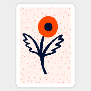 Minimalist poppy in burnt orange and deep navy Sticker